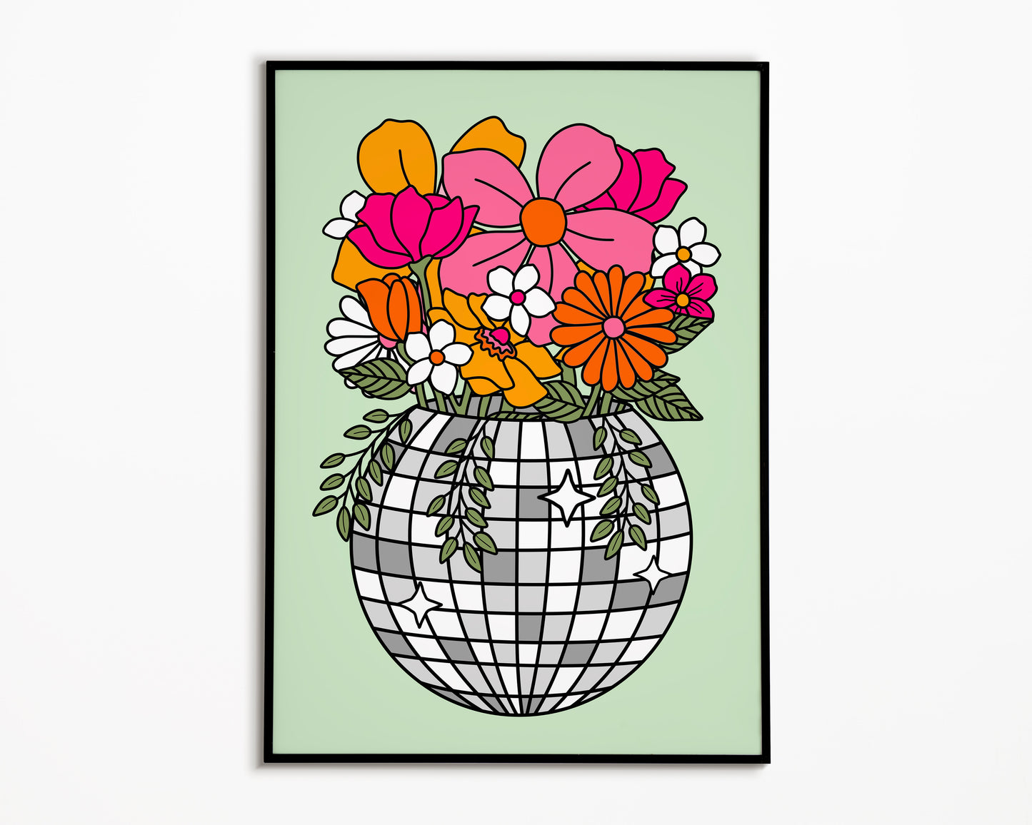 Disco Ball Flowers Print