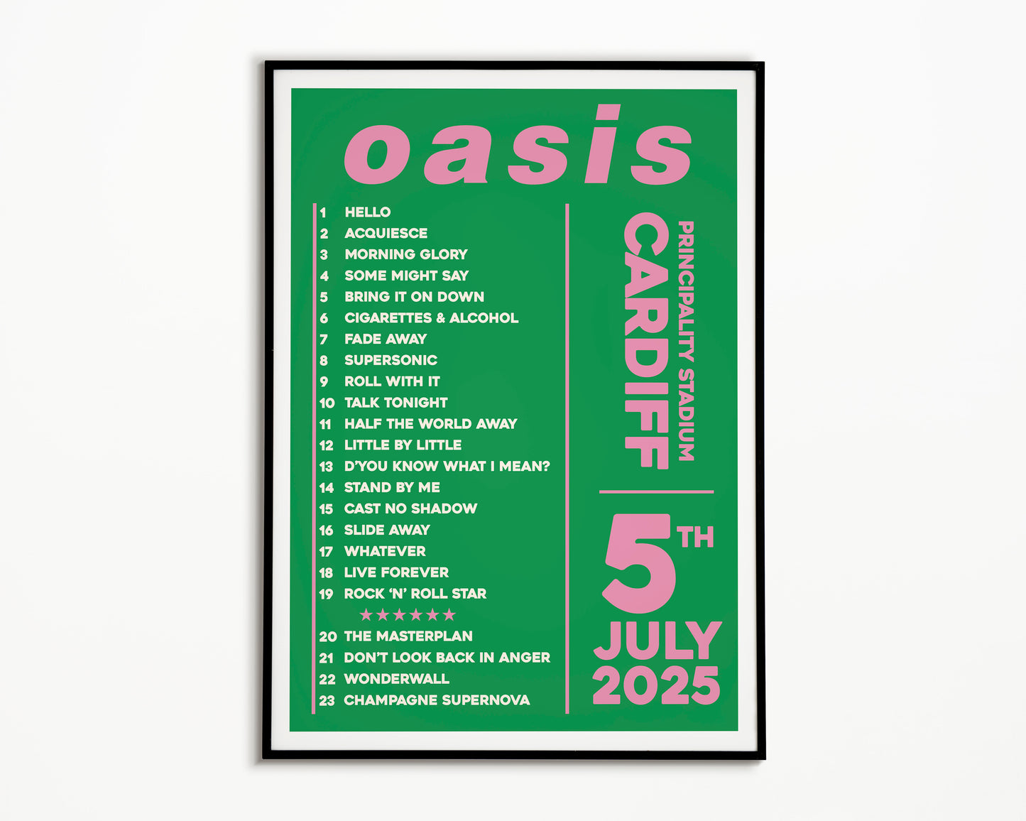 Oasis Live '25 Setlist Cardiff 5th July