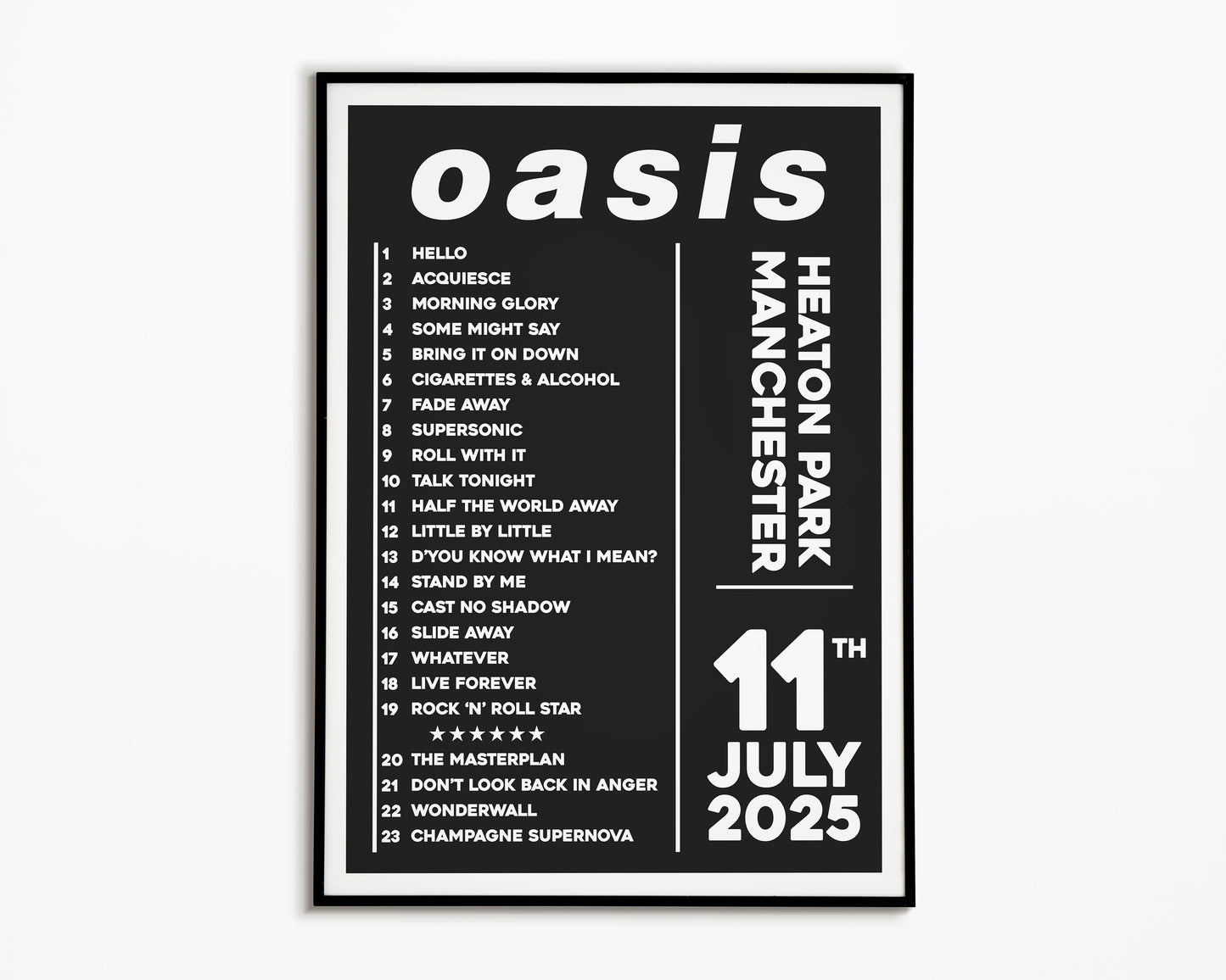 Oasis Live '25 Setlist Manchester 11th July