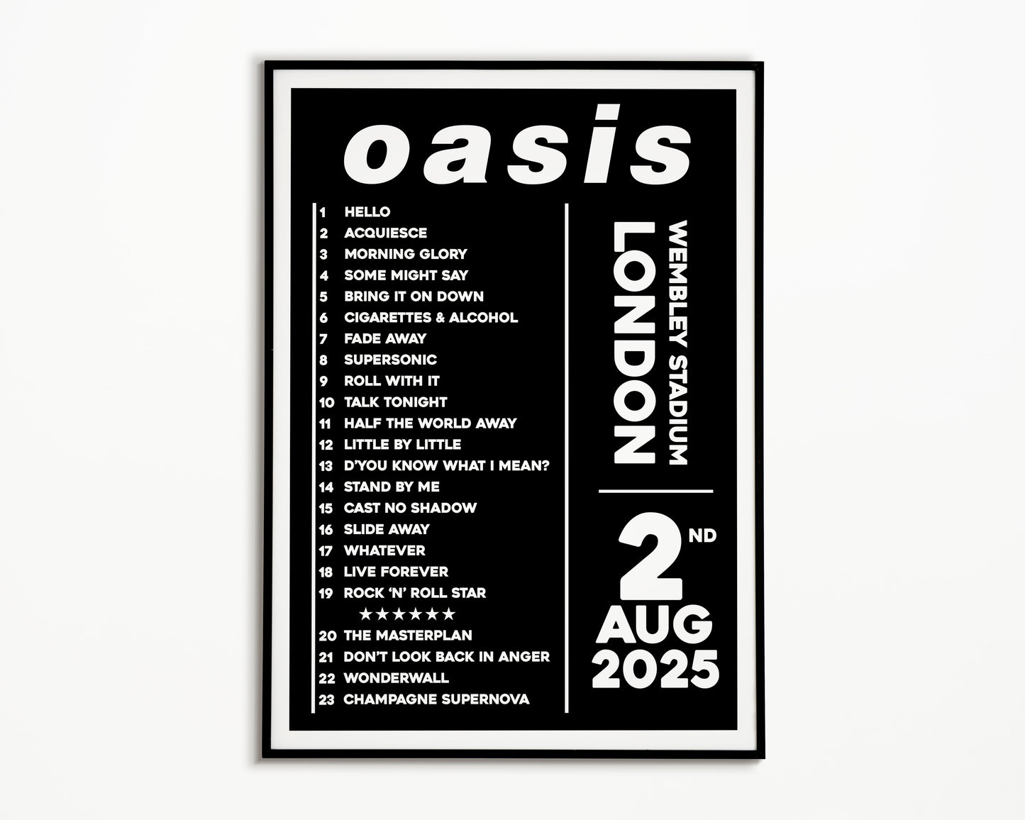 Oasis Live '25 Setlist London 2nd August