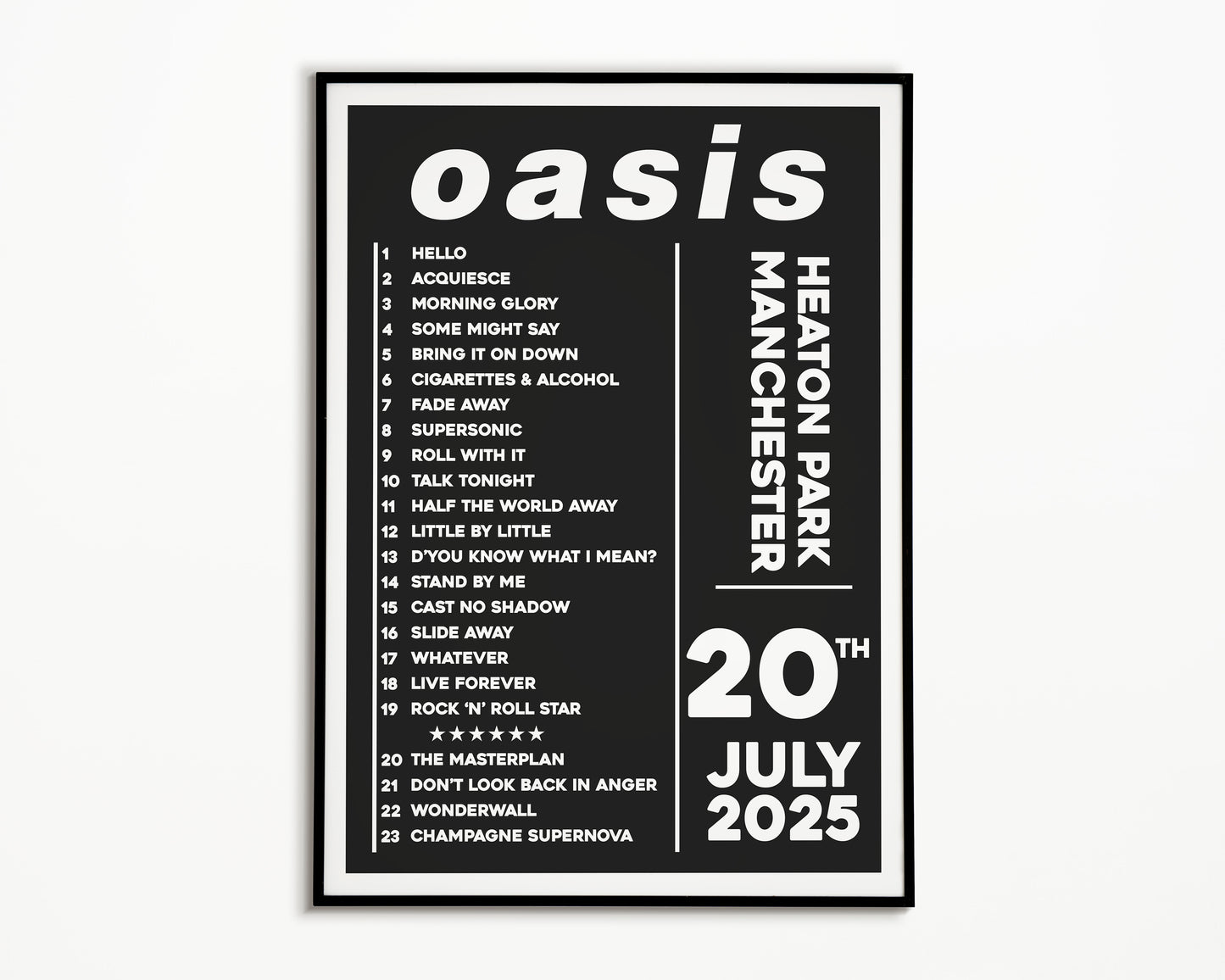 Oasis Live '25 Setlist Manchester 20th July