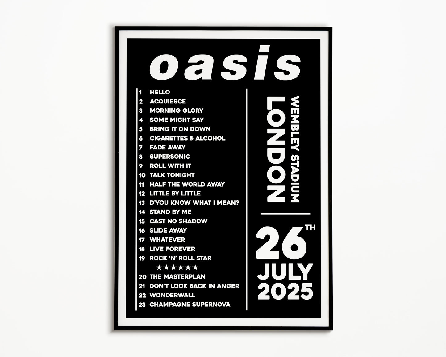 Oasis Live '25 Setlist London 26th July