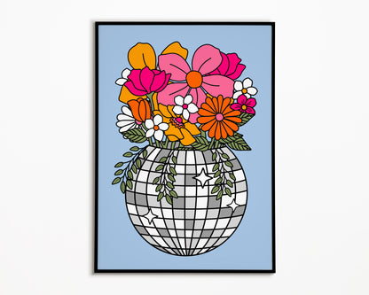 Disco Ball Flowers Print