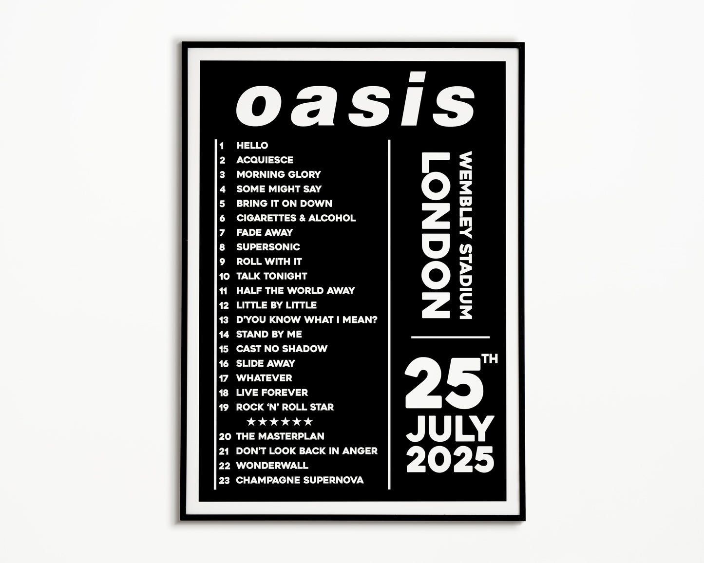 Oasis Live '25 Setlist London 25th July