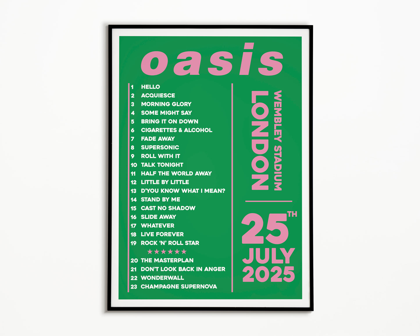Oasis Live '25 Setlist London 25th July