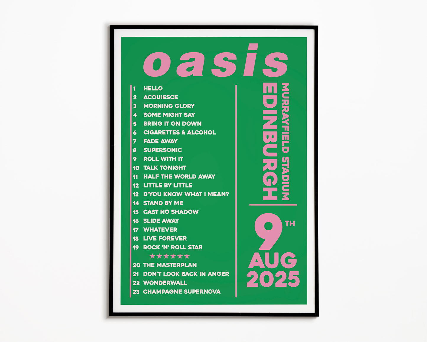 Oasis Live '25 Setlist Edinburgh 9th August