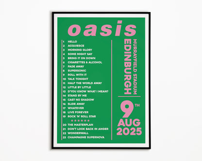 Oasis Live '25 Setlist Edinburgh 9th August