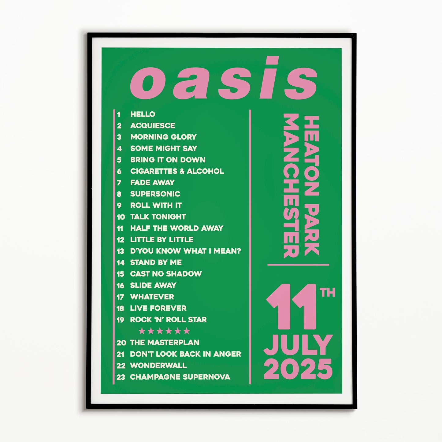 Oasis Live '25 Setlist Manchester 11th July