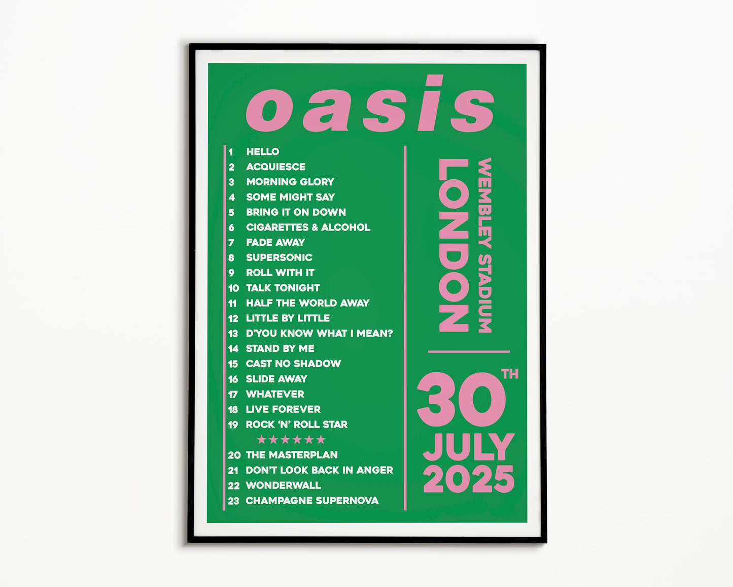 Oasis Live '25 Setlist London 30th July