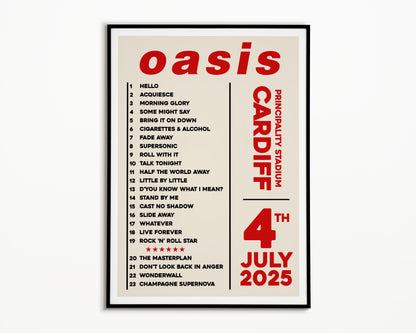 Oasis Live '25 Setlist Cardiff 4th July