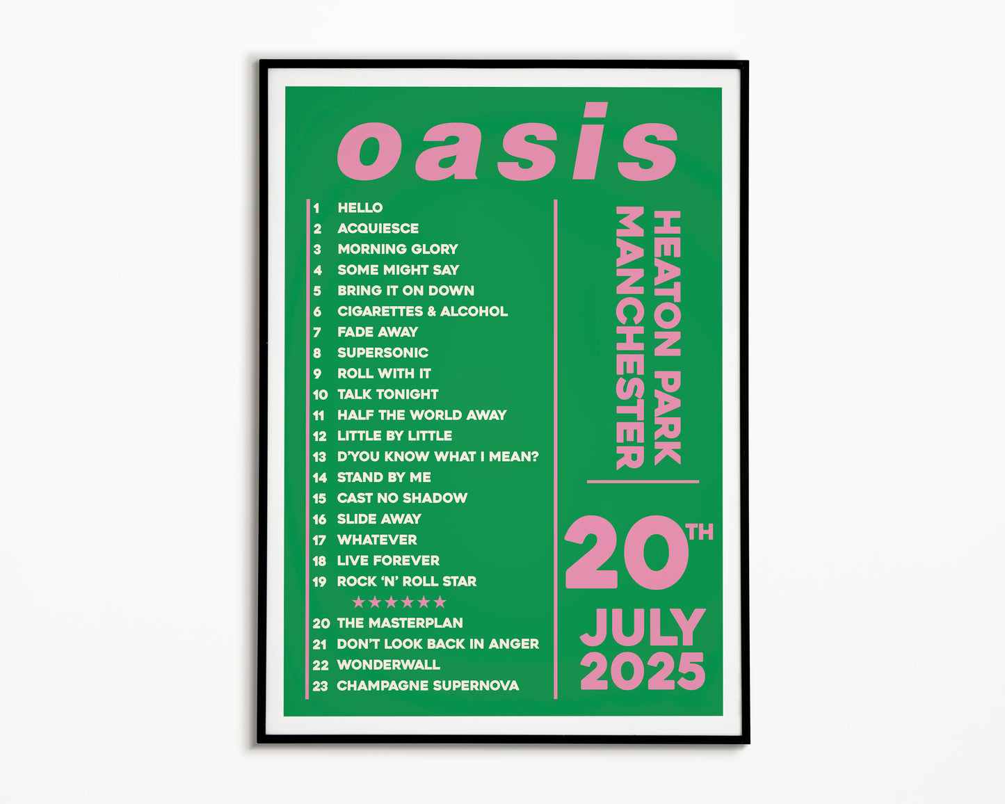 Oasis Live '25 Setlist Manchester 20th July