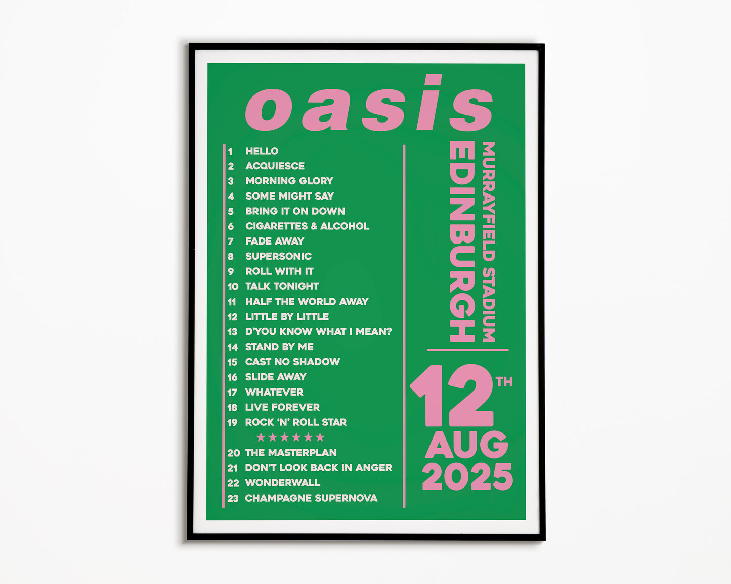 Oasis Live '25 Setlist Edinburgh 12th August