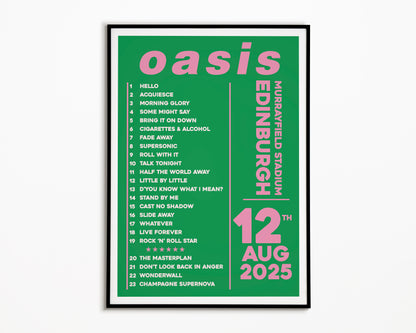 Oasis Live '25 Setlist Edinburgh 12th August