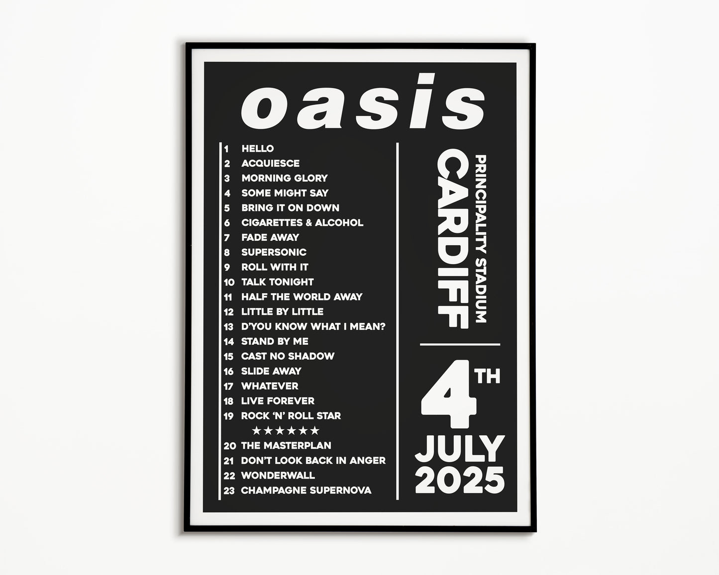 Oasis Live '25 Setlist Cardiff 4th July