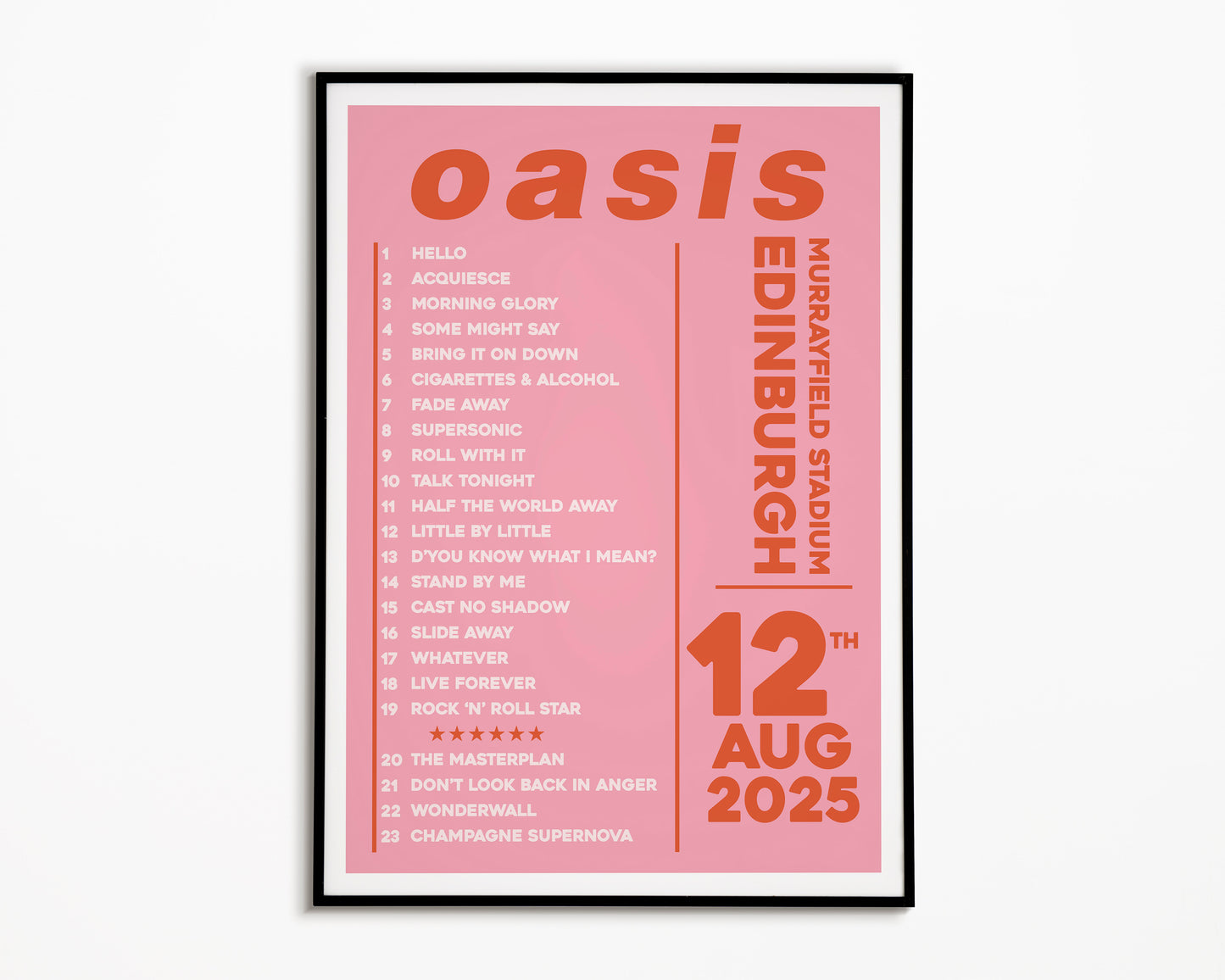 Oasis Live '25 Setlist Edinburgh 12th August