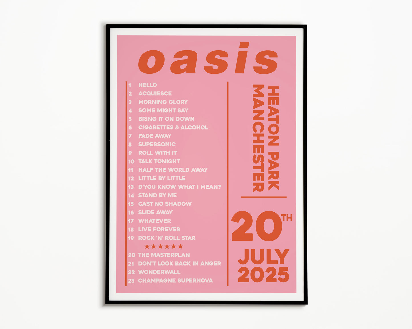 Oasis Live '25 Setlist Manchester 20th July