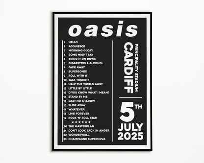 Oasis Live '25 Setlist Cardiff 5th July