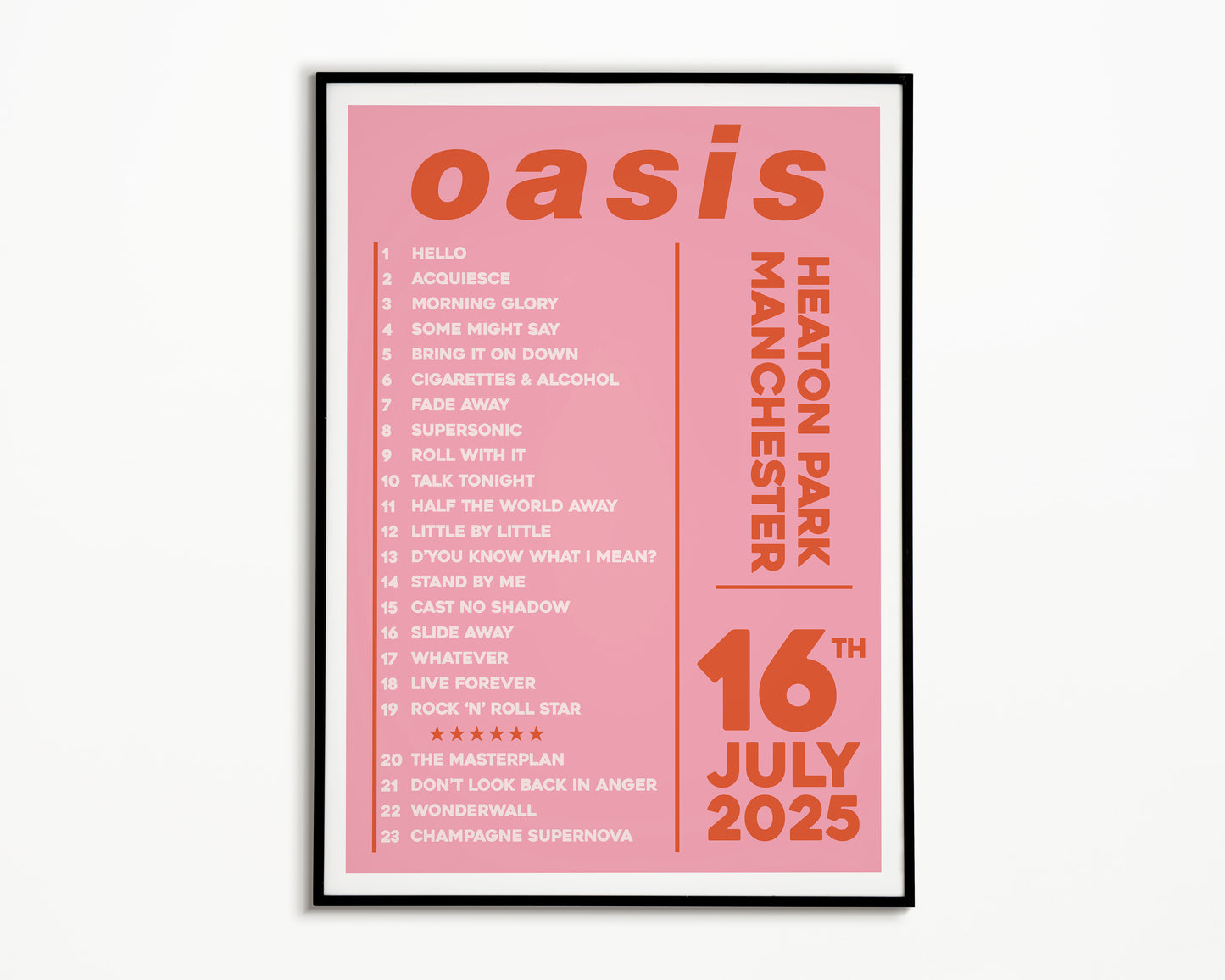Oasis Live '25 Setlist Manchester 16th July