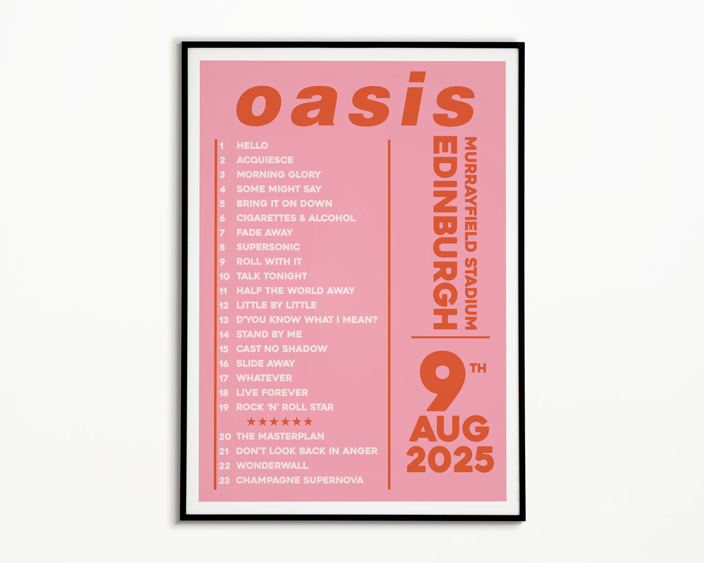 Oasis Live '25 Setlist Edinburgh 9th August