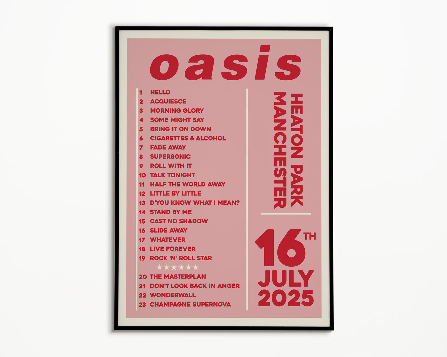 Oasis Live '25 Setlist Manchester 16th July