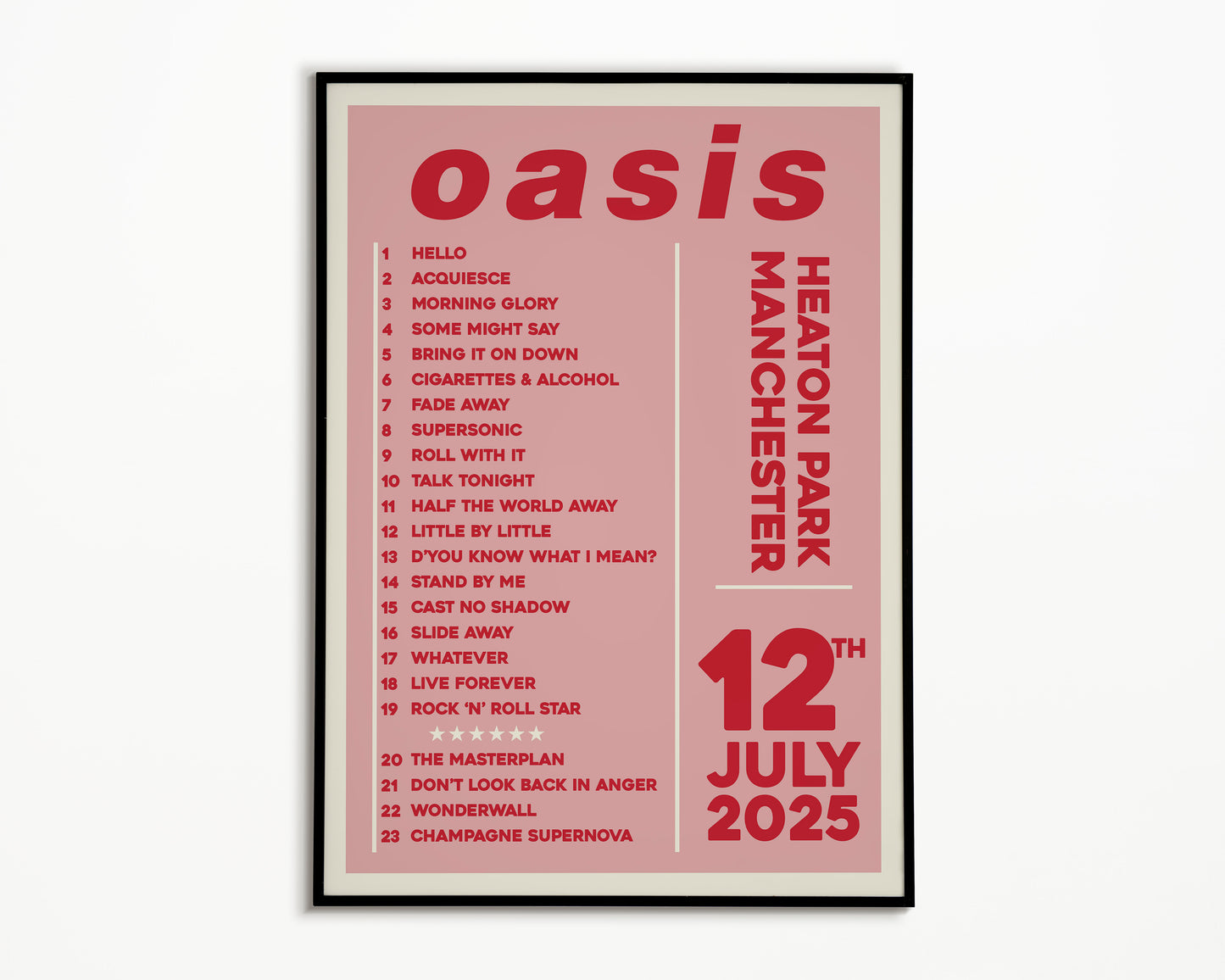 Oasis Live '25 Setlist Manchester 12th July