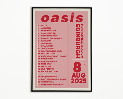 Oasis Live '25 Setlist Edinburgh 8th August
