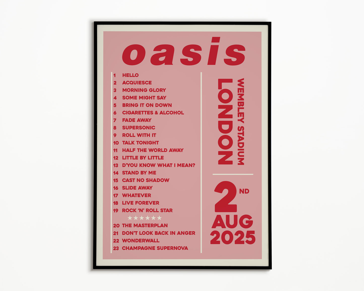 Oasis Live '25 Setlist London 2nd August