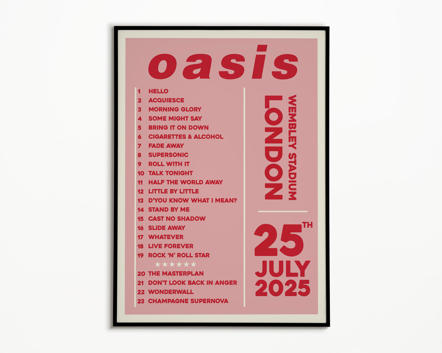 Oasis Live '25 Setlist London 25th July