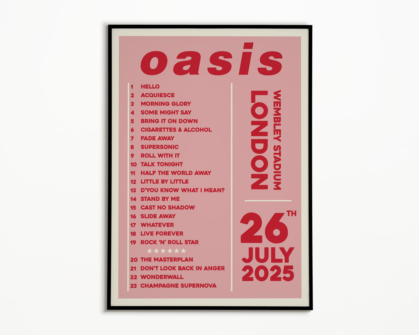 Oasis Live '25 Setlist London 26th July