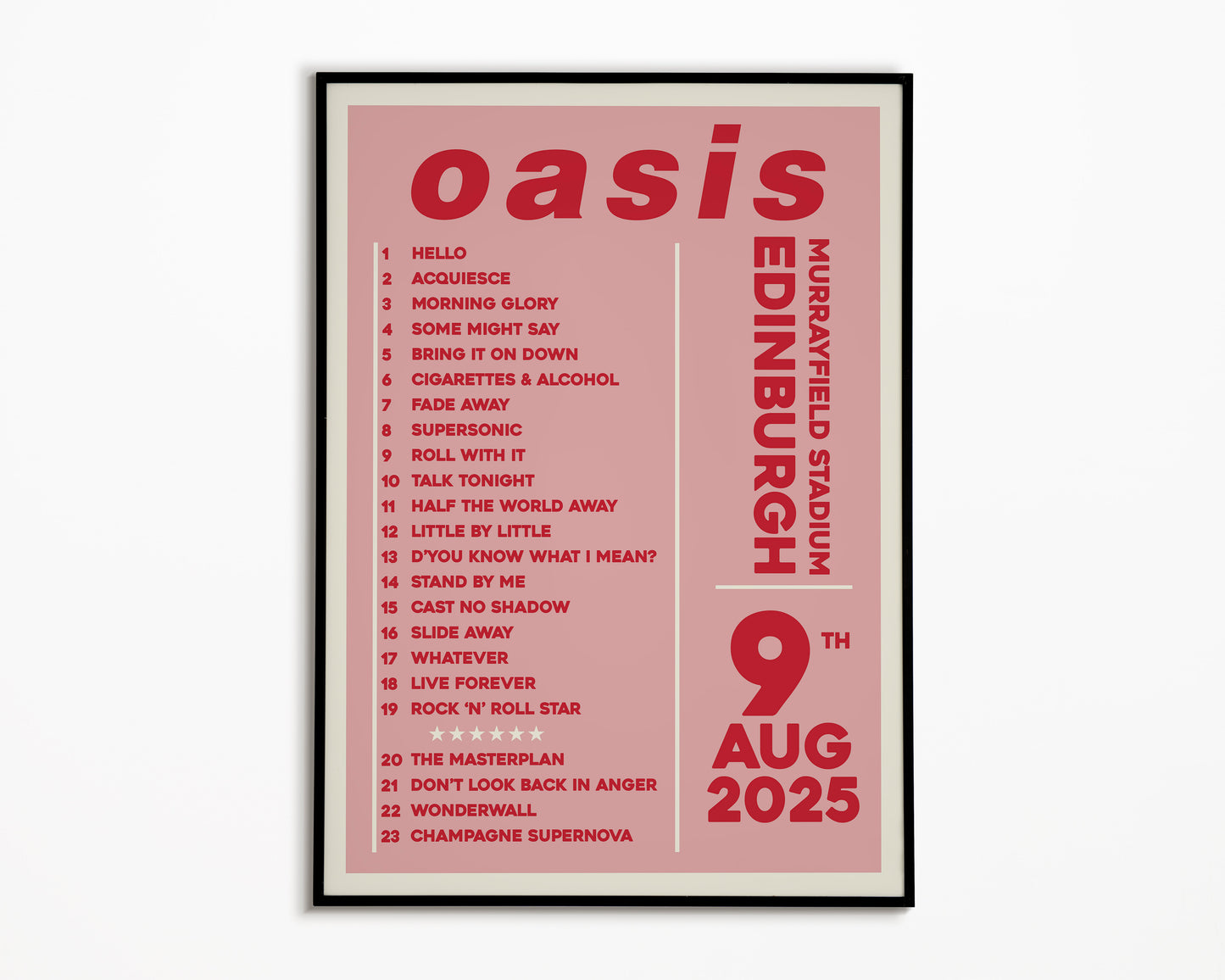 Oasis Live '25 Setlist Edinburgh 9th August