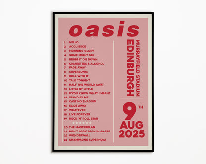Oasis Live '25 Setlist Edinburgh 9th August