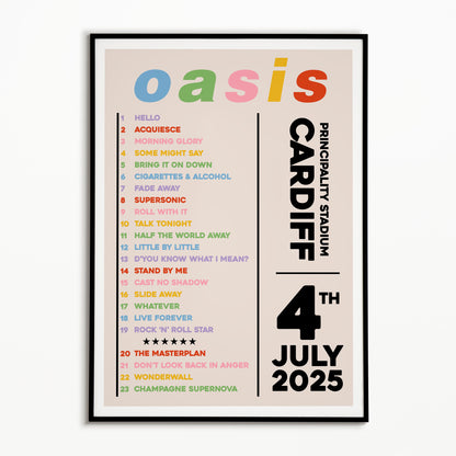 Oasis Live '25 Setlist Cardiff 4th July