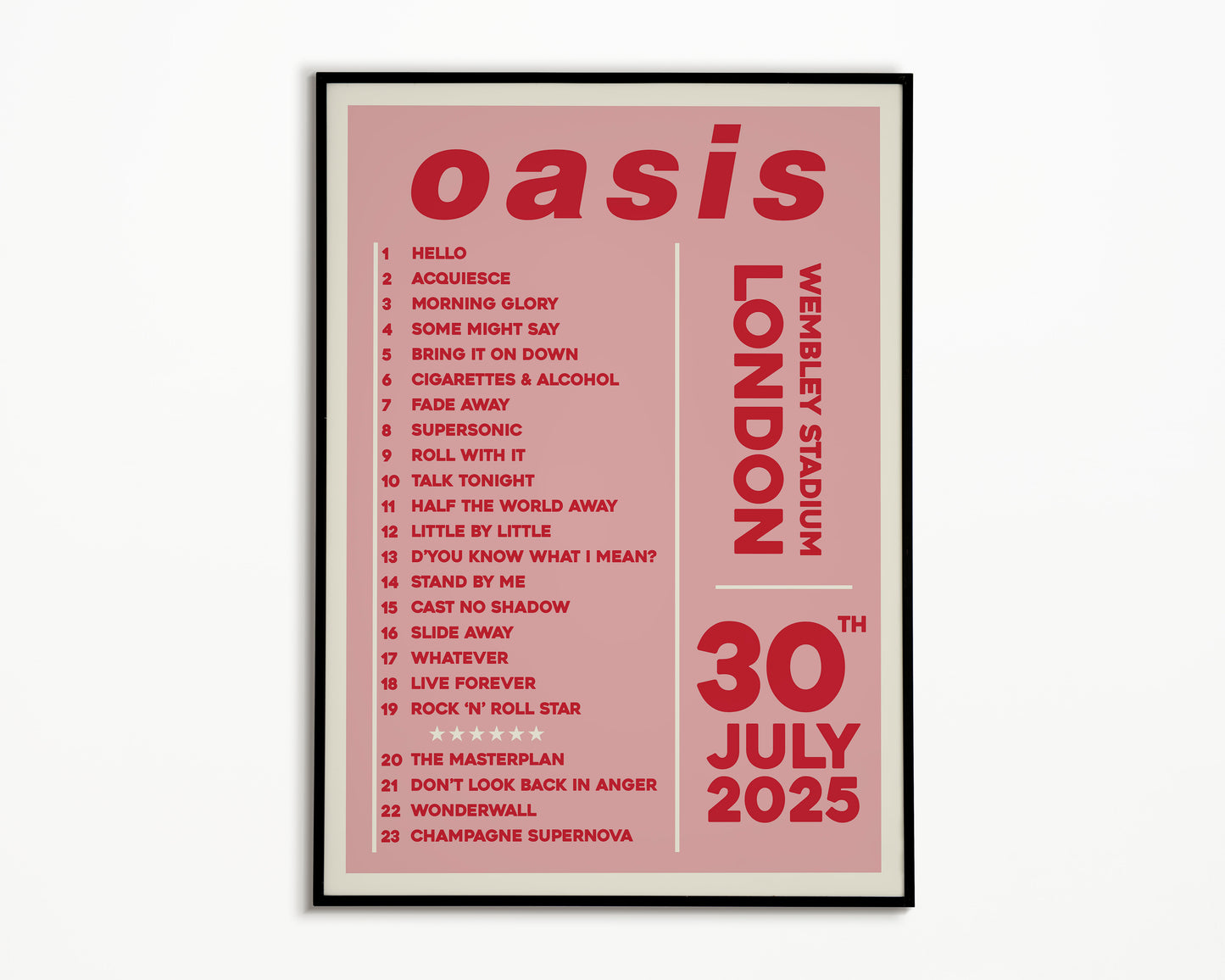 Oasis Live '25 Setlist London 30th July
