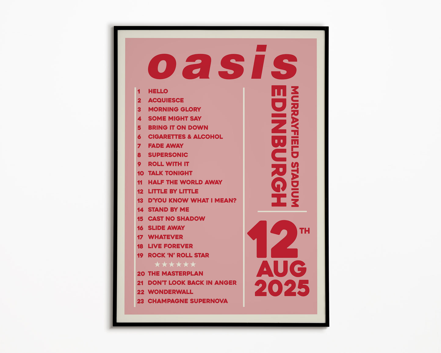 Oasis Live '25 Setlist Edinburgh 12th August