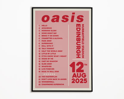 Oasis Live '25 Setlist Edinburgh 12th August