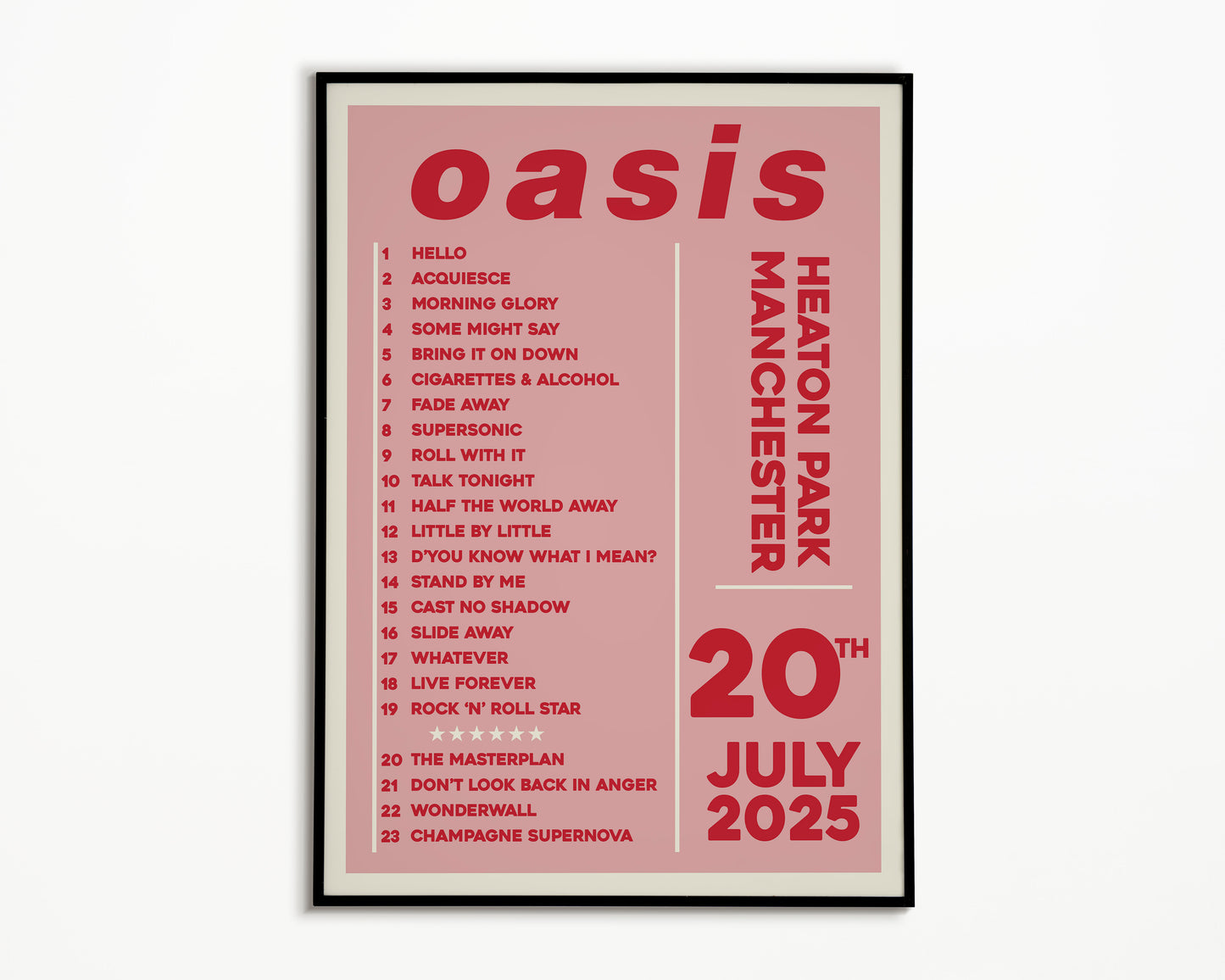 Oasis Live '25 Setlist Manchester 20th July