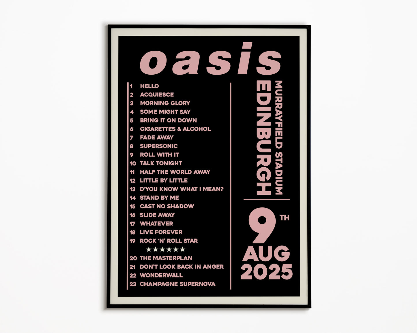 Oasis Live '25 Setlist Edinburgh 9th August