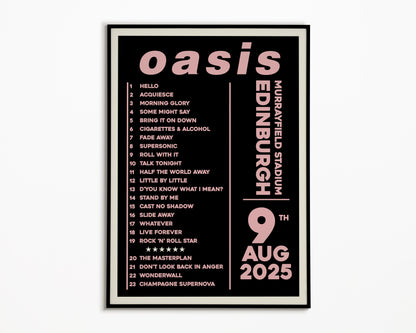 Oasis Live '25 Setlist Edinburgh 9th August