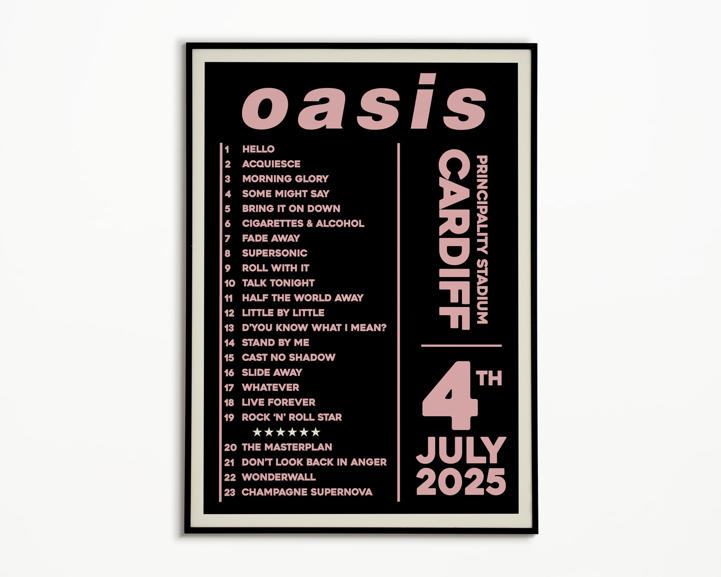 Oasis Live '25 Setlist Cardiff 4th July