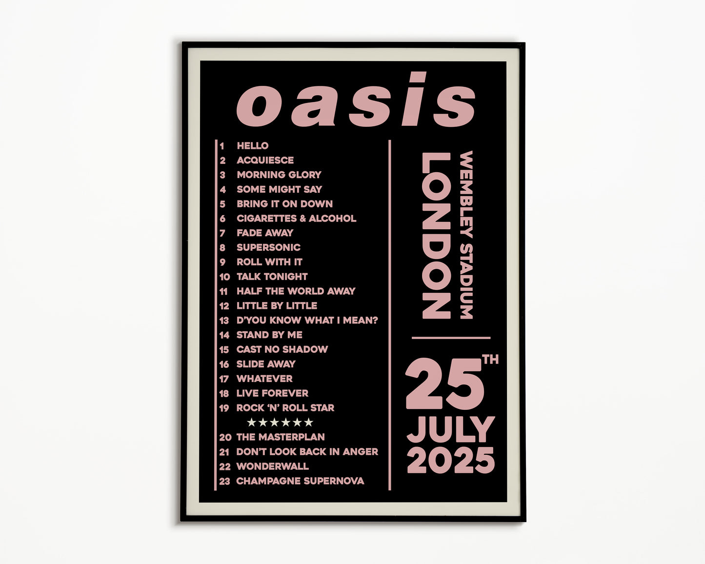 Oasis Live '25 Setlist London 25th July
