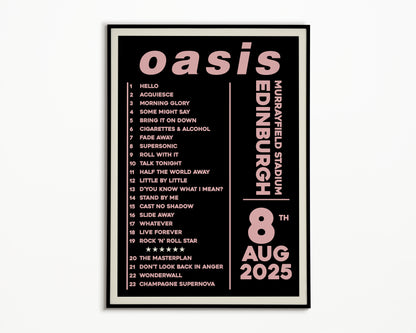 Oasis Live '25 Setlist Edinburgh 8th August
