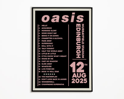 Oasis Live '25 Setlist Edinburgh 12th August