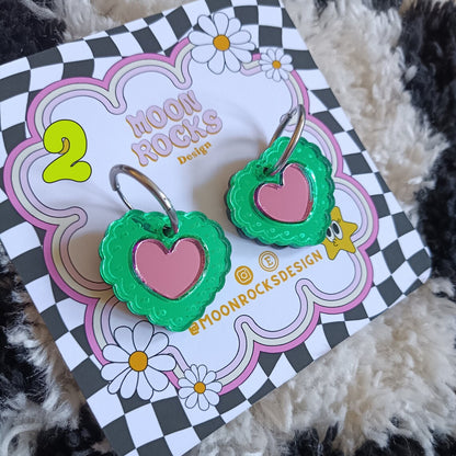 Two Tone Scallop Mirror Hearts