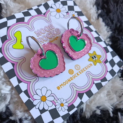 Two Tone Scallop Mirror Hearts