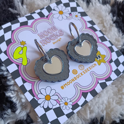 Two Tone Scallop Mirror Hearts